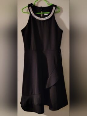 Speechless Black Dress with Silver Embellished Neckline Size 10